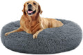 round Plush Bed for Large Medium Dogs and Cats, Calming Dog Bed, Faux Fur Pillow Pet Donut Cuddler Bed