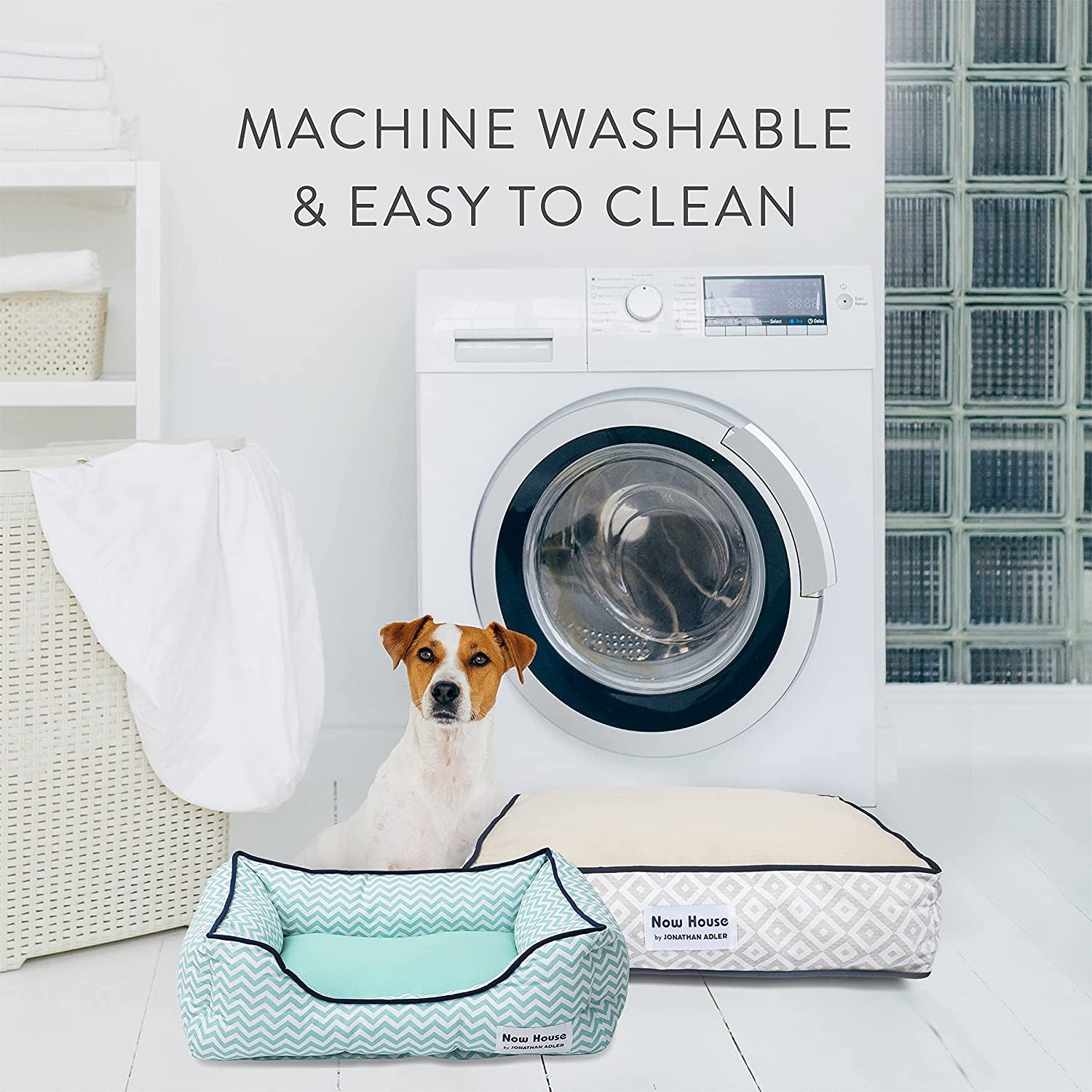 Now House by  Grey Diamond Cushion Dog Bed, Medium Washable for Pets