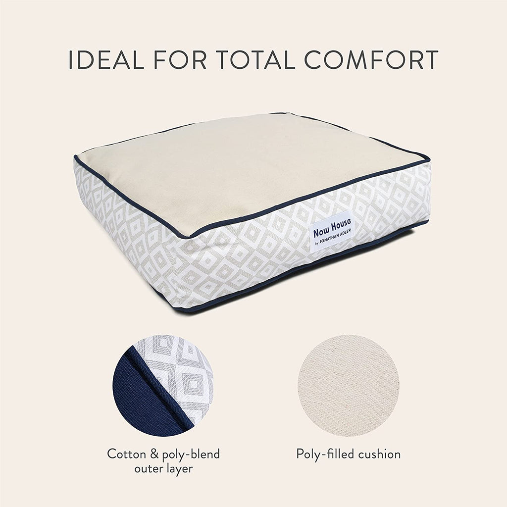 Now House for Pets Grey Diamond Cushion Dog Bed, Small Dog Bed, Machine Washable, Cotton/Poly Blend, 17X22X5 Inches