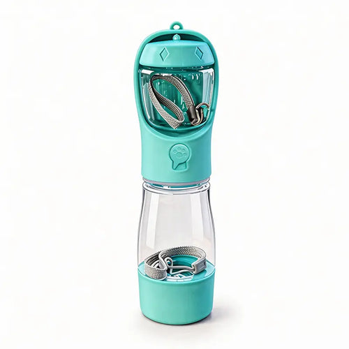 3-in-1 Portable Pet Water Bottle 20 Oz - Leak-Proof Dog Water Container with Integrated Poop Bag Dispenser for Travel, Hiking, and Outdoor Activities